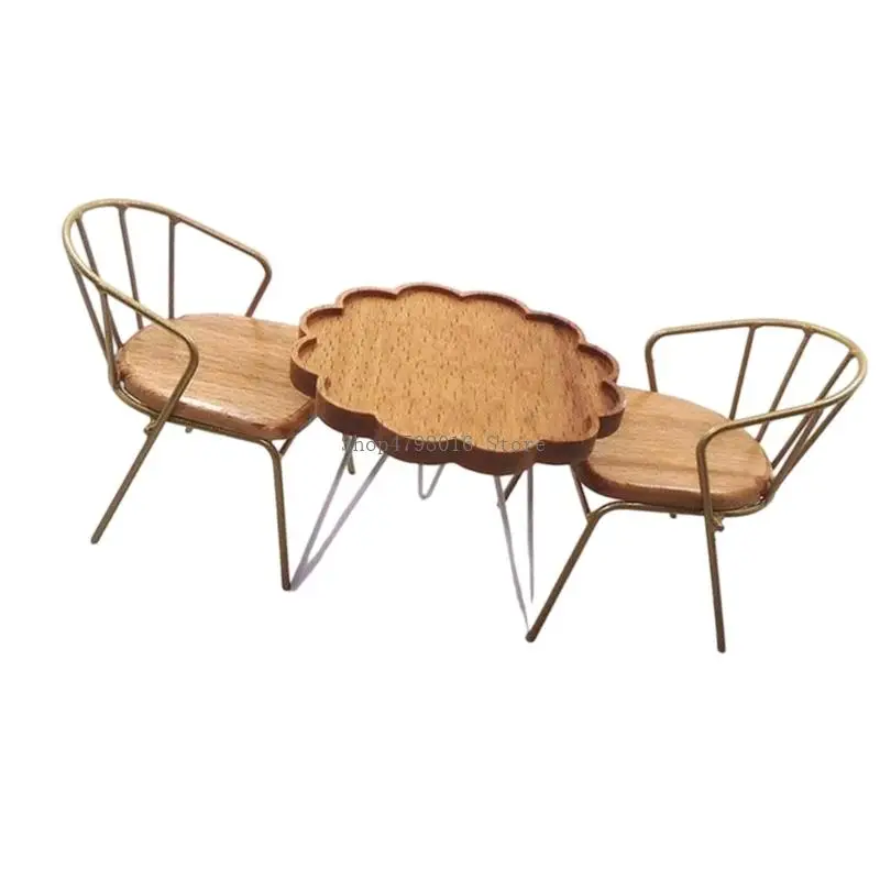 Miniature Coffee Table Chair Set 1/12 Doll House Scene Display Furniture With Realistic Detail For Kids Imagination Play view 2