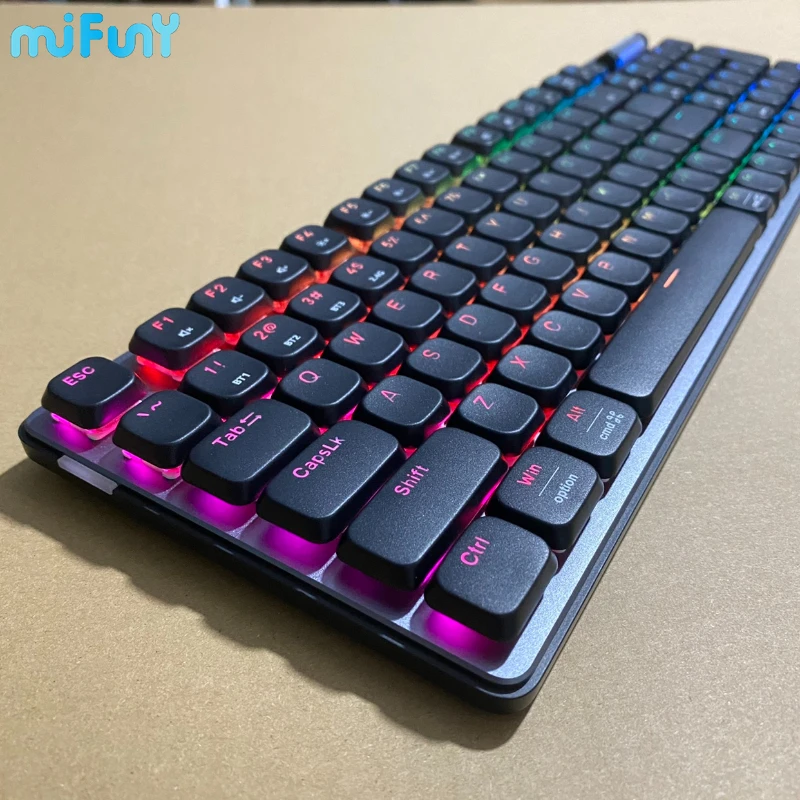 Imagem -02 - Teclado Mecânico sem Fio Teclado Low Profile Bluetooth Painel de Metal Hot Swap Rgb Gaming Fit para Laptop Ipad P100pro Mifuny-k100