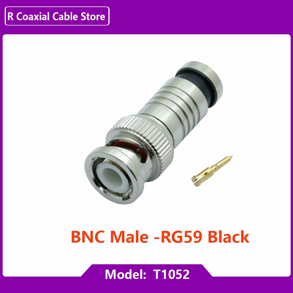 1PC/3PCS/5PCS BNC Male Connector Compression RF Coaxial CCTV RG6 Cable Connector BNC Insulation Convertor for CCTV Surveila