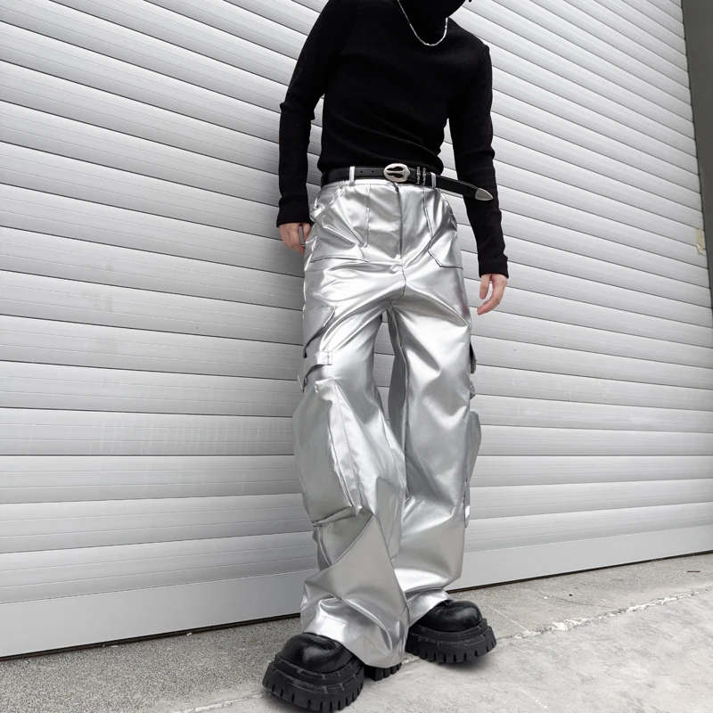 plus Size Men's Wide Leg Cargo Pants M-XXXL Loose Fit Multi Pocket Baggy Casual Streetwear Performance Trousers 3XL
