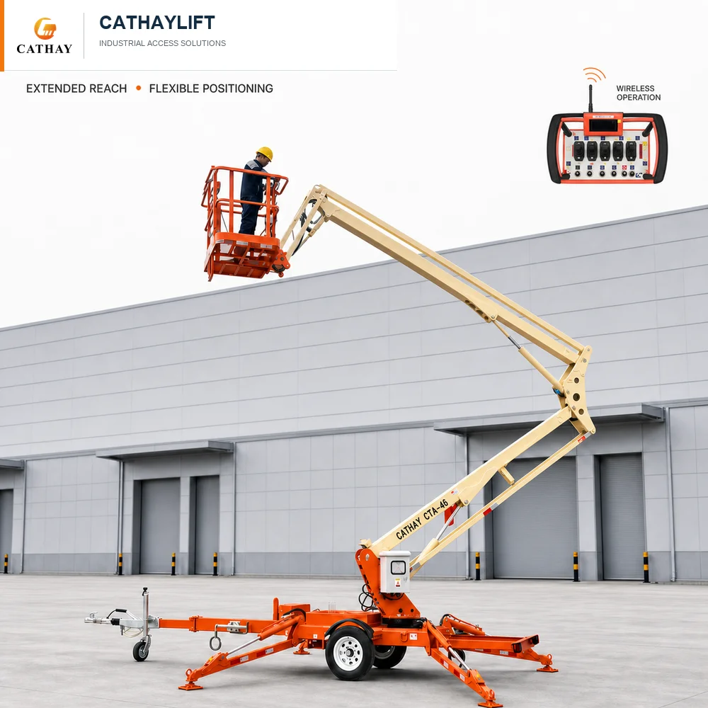 High Performance Towable Boom Lift, Flexible Trailer‑Mounted Aerial Man Lift Ideal for Rental Company & Construction Project