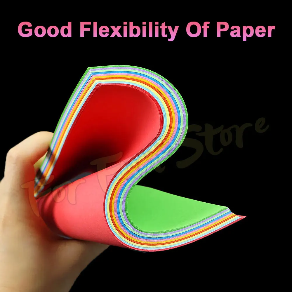 For Fun 10 Colors 100 Sheets Double Sides Colored Paper 20x20cm Square Origami Children\'s Handmade Origami DIY Paper Cutting