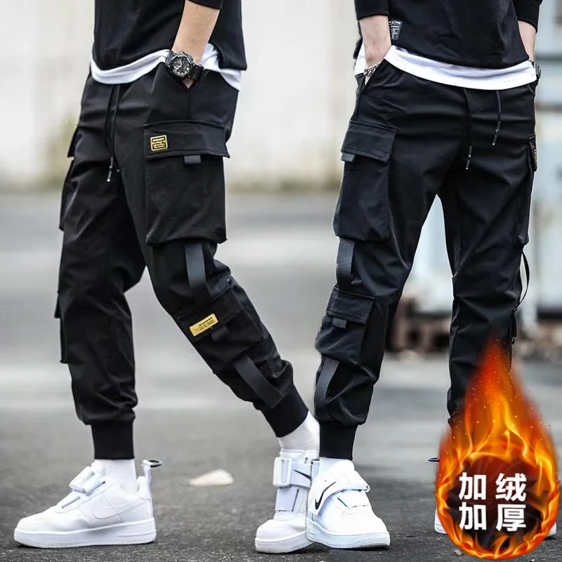 

Осень-зима, мужские повседневные брюки на подкладке, свободная рабочая одежда, брюки, свободные леггинсы в стиле Харадзюку, спортивные и досуговые брюки...