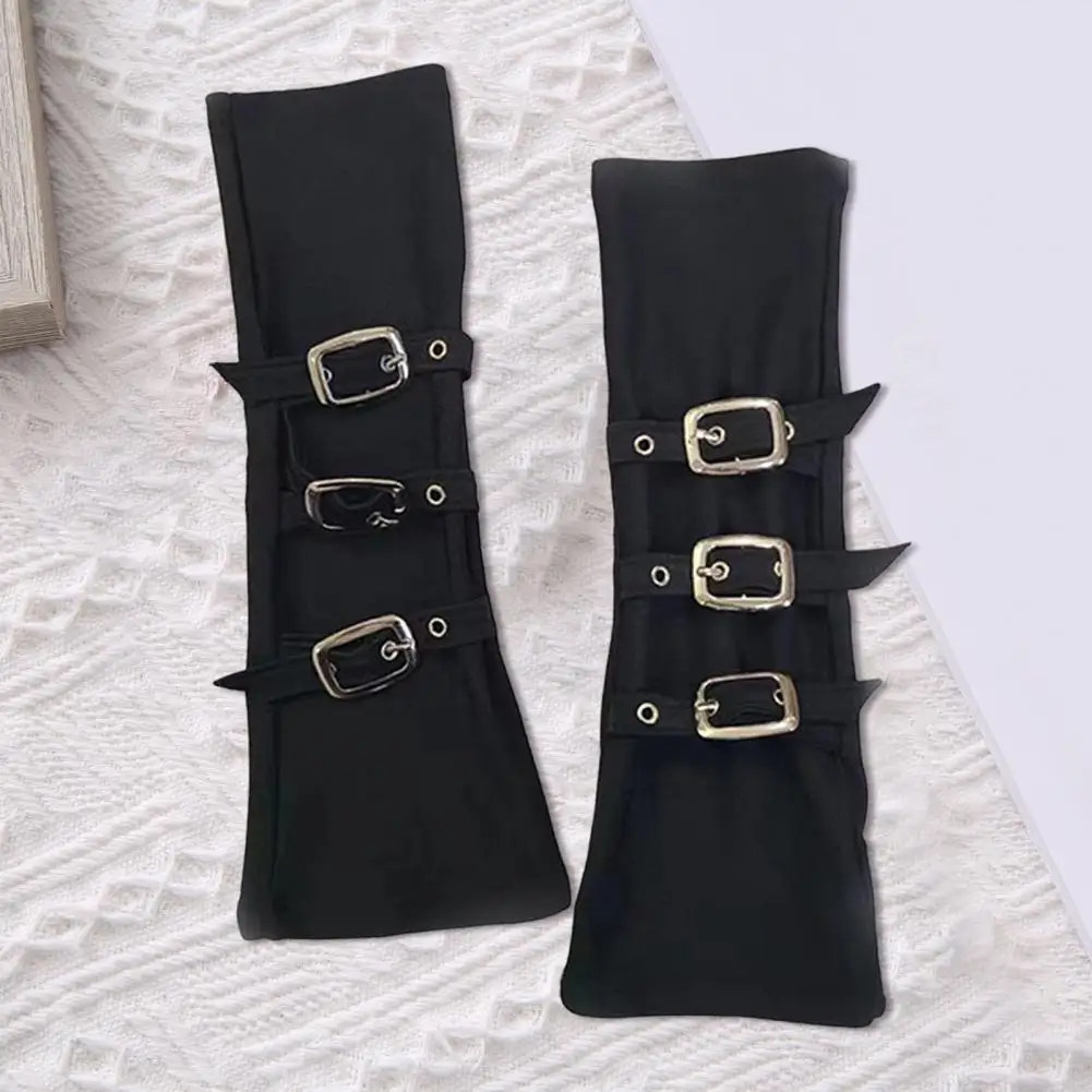 

Перчатки без пальцев, перчатки для косплея в стиле панк с регулируемыми пряжками для Хэллоуина, противоскользящие манжеты без пальцев, однотонные