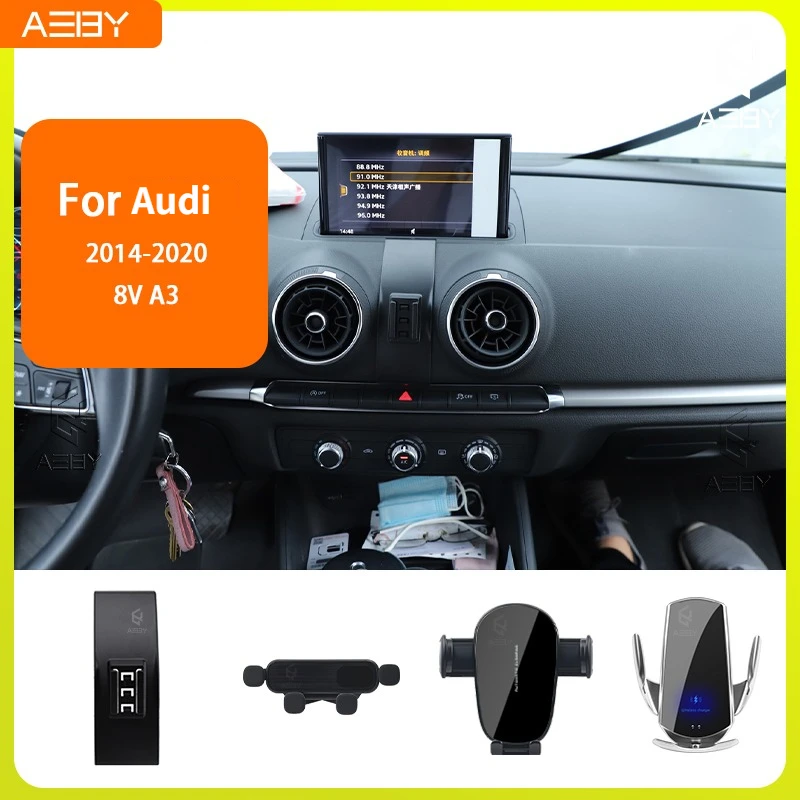 Für Audi A3 8V 2014-2020 Handyhalterung Auto-Mobiltelefon-Halterung Spezielle Fixierte Halterungsbasis Kabelloses Ladegerät Ständer Innenraum