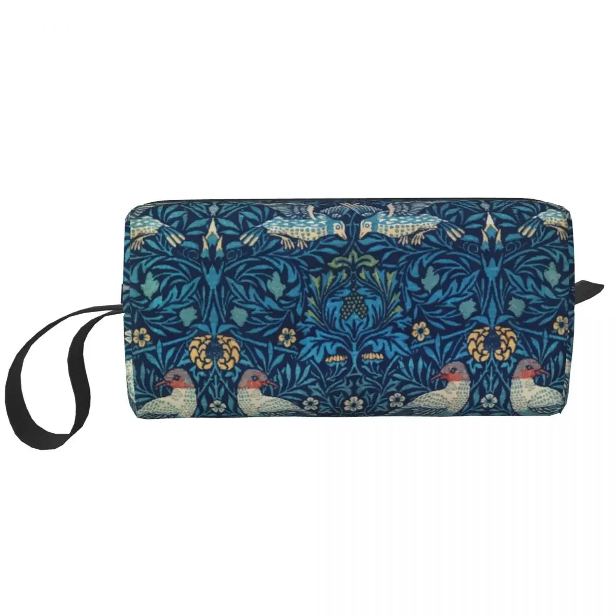 Custom Bird By William Morris Toiletry Bag for Women Textile Pattern Makeup Cosmetic Organizer Lady Beauty Storage Dopp Kit Case