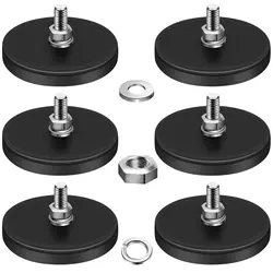 C43 Neodymium Magnet Rubber Coated Mounting Magnets Black Stud Magnet Painted Surface with Bolts Nuts for Lighting Camera Tools