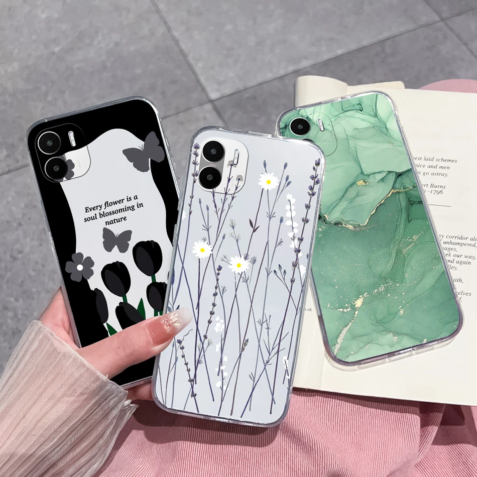 For Redmi A1 Plus Phone Case New Design Soft Silicone Anti Drop Transparent Back Cover For Redmi A 1 A1+ Funda Coque For Girls