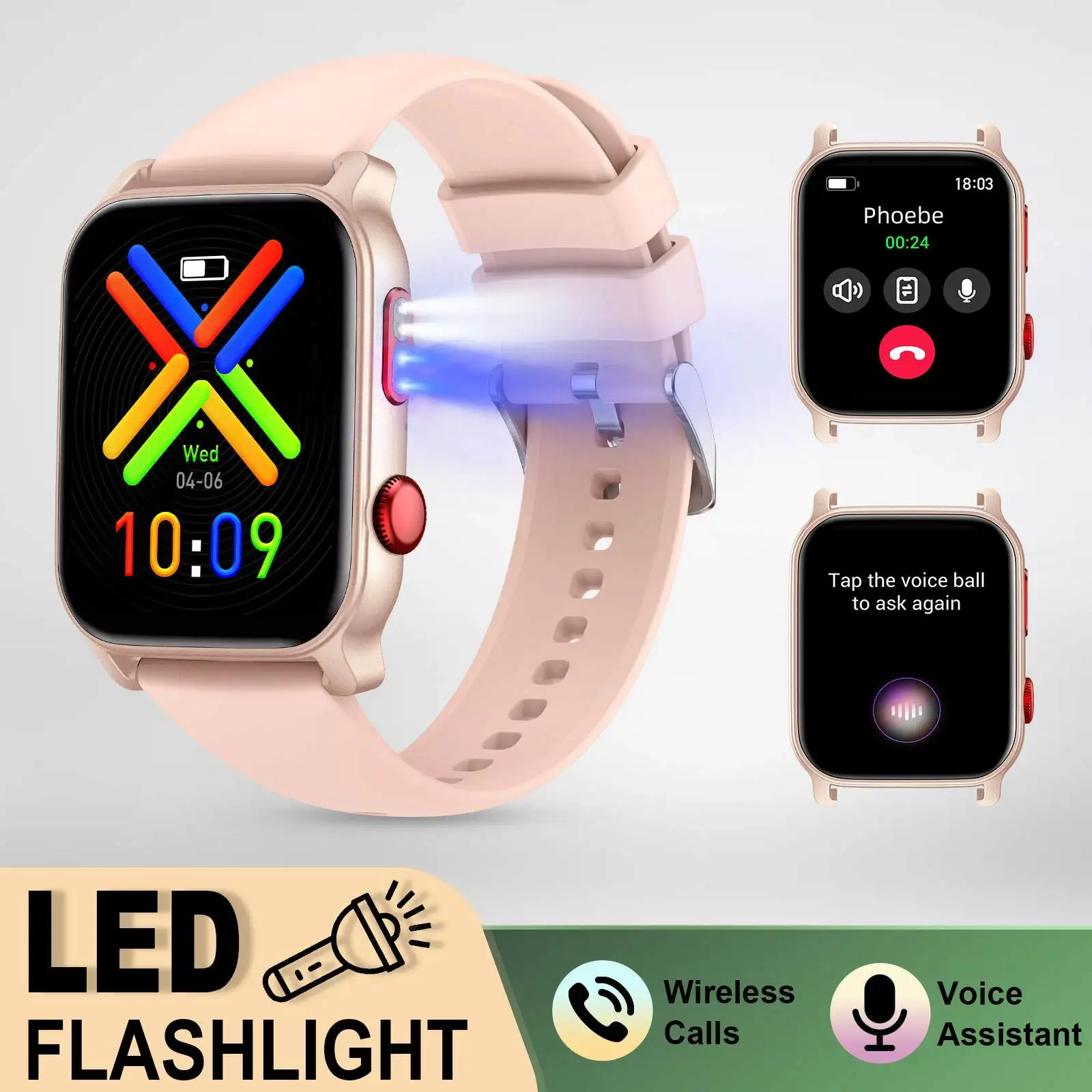 

Мужские умные часы для спорта на открытом воздухе, 100 спортивных режимов, фонарик с беспроводным вызовом, мониторинг сна, здоровые водонепроницаемые умные часы IP68