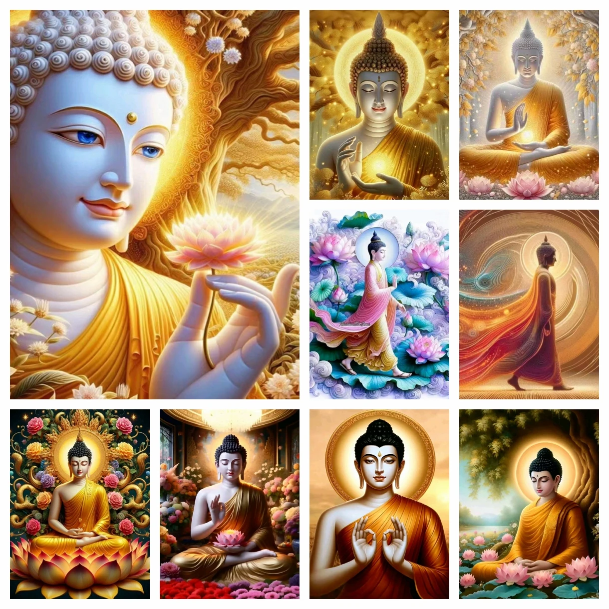 Diamant Malerei Neue Ankunft Goldene Buddha Lotus Diy Volle Mosaik Stickerei Buddhistischen Blumen Bild Home Decor Freund Geschenk