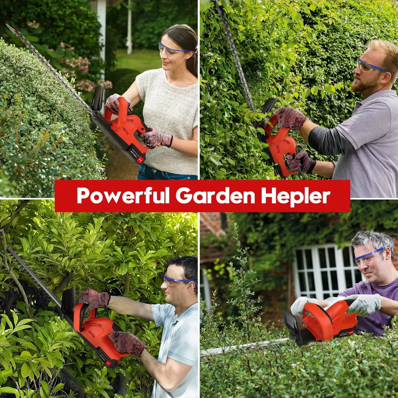 Cordless Hedge Trimmer 22 inch 21V 500W Hedge Trimmer with Dual Action Blade 3/5\