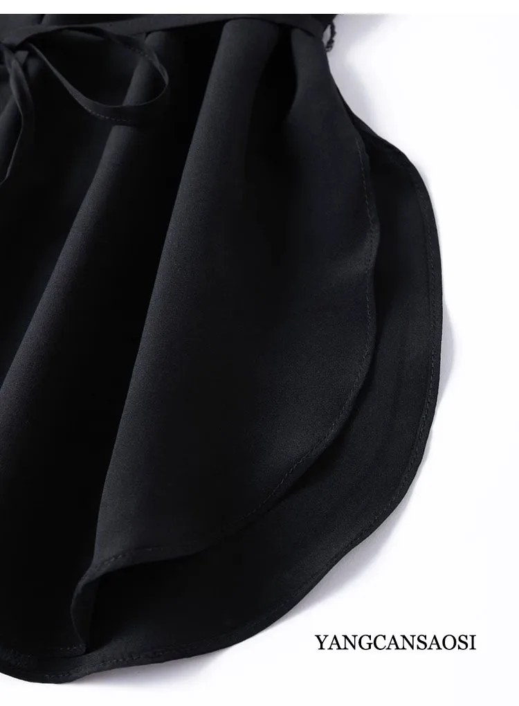 Simple Commuting 100%Natural Mulberry Silk Crepe De Chine Temperament Style Sleeveless Square Neck Black/White Solid Color Shirt