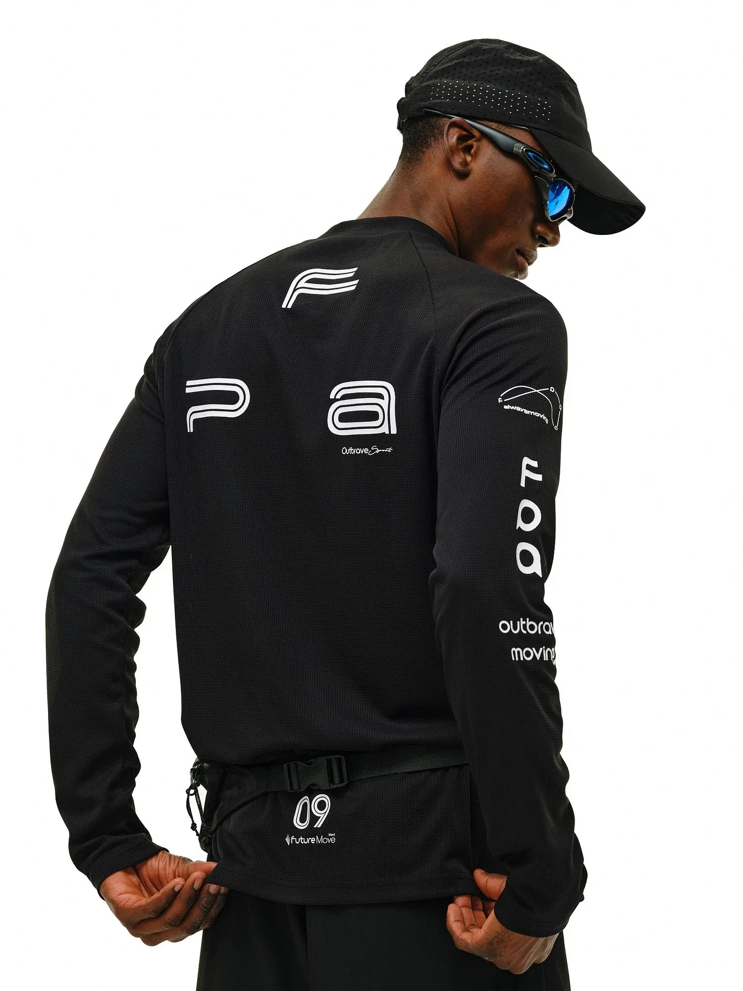 FPAClub Men's Long Sleeve T-Shirt Moisture Wicking Quick Dry Half High Collar Outdoor Sports Fitness Breathable Racing Print