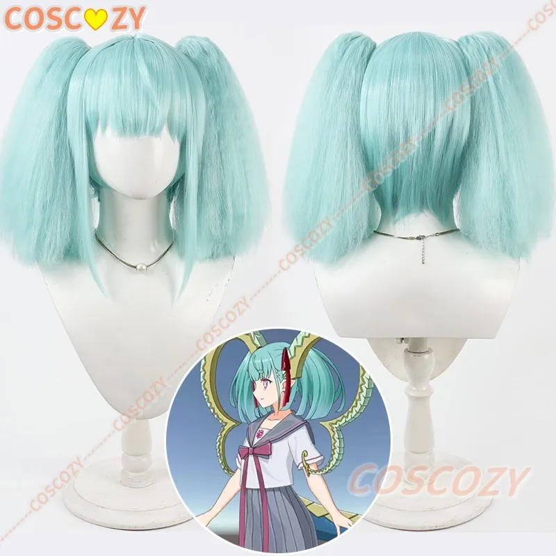 

Tiamat Косплей Парики Fate FGO Tiamat Хэллоуин 30 см Короткие прямые светло-зеленые парики с хвостиком Термостойкие синтетические волосы