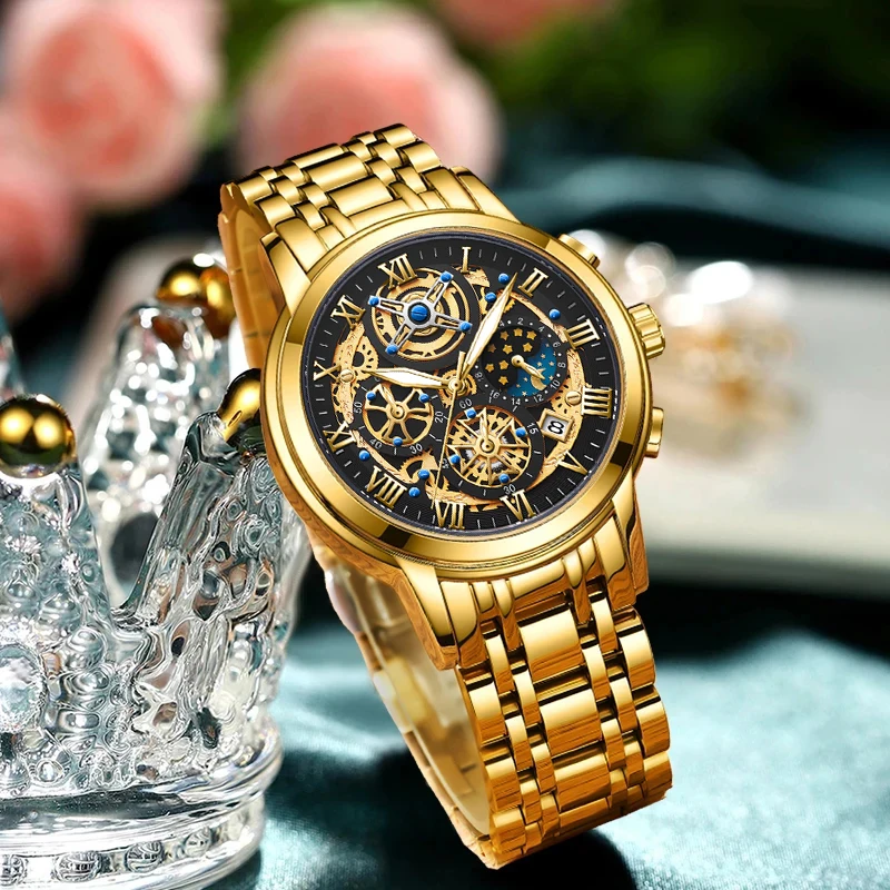 LIGE 2024 New Fashion Gold Women Watch Top Brand Luxury Waterproof Watches for Women Sport Quartz Chronograph Relogio Feminino