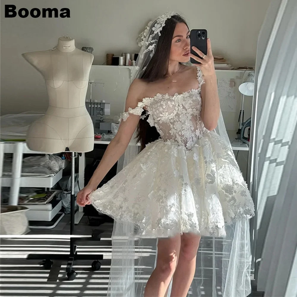 

Booma Mini Wedding Party Dresses Off Shoulder Lace Brides Party Gowns for Women Bridals Evening Dress Customs