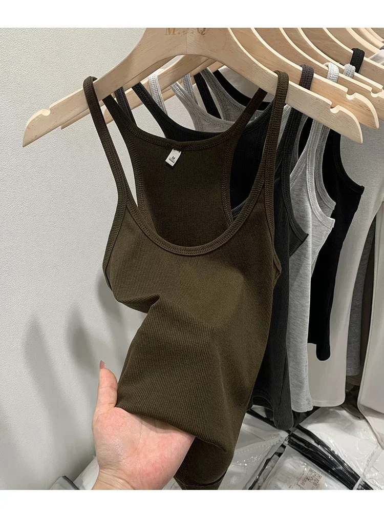 Layering Outerwear Tees 2026 Sommer Y2K Hot Girl Gestricktes Geripptes Damen-Camisole Figurformendes Ärmelloses Tanktop – Detail 34