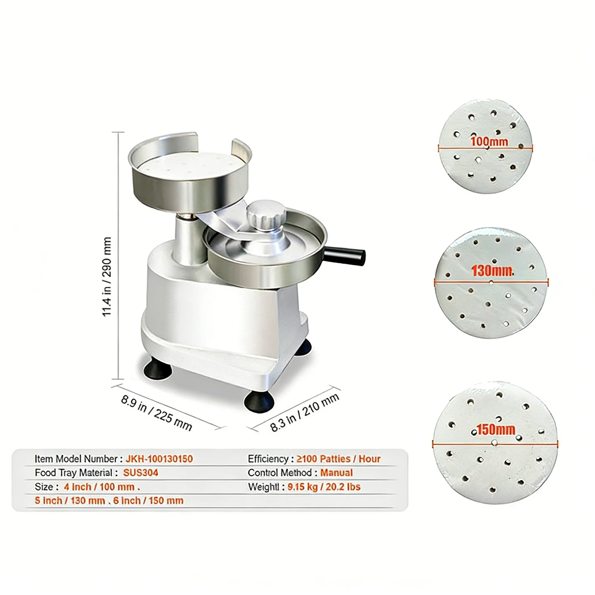 3-in-1 Commercial Meat Patty Press Chicken Beef Pork Burger Maker Factory Direct Sale