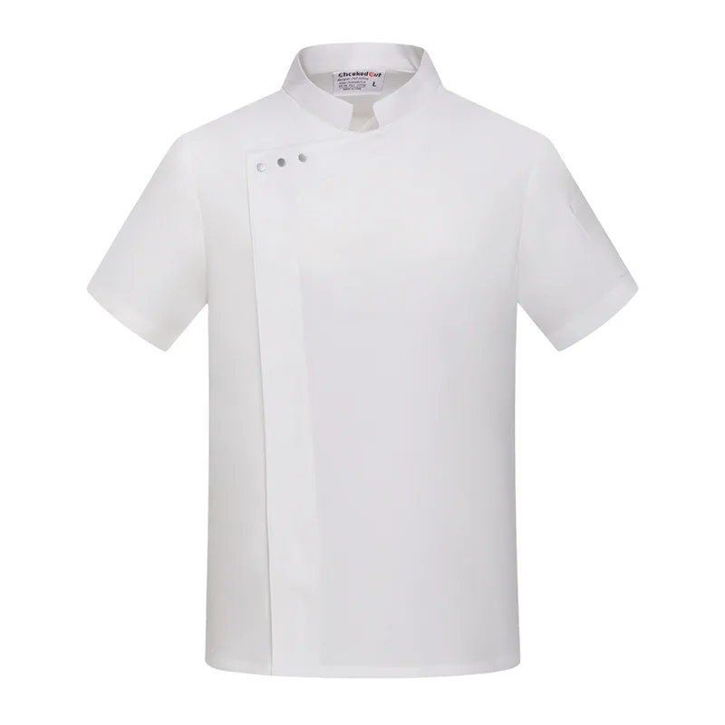 Uniforme de chef à manches courtes, haut de gamme, solide, pour l'été, confortable, pâtisserie, magasin de gâteaux, hôtel, restaurant occidental, hot pot, cuisine