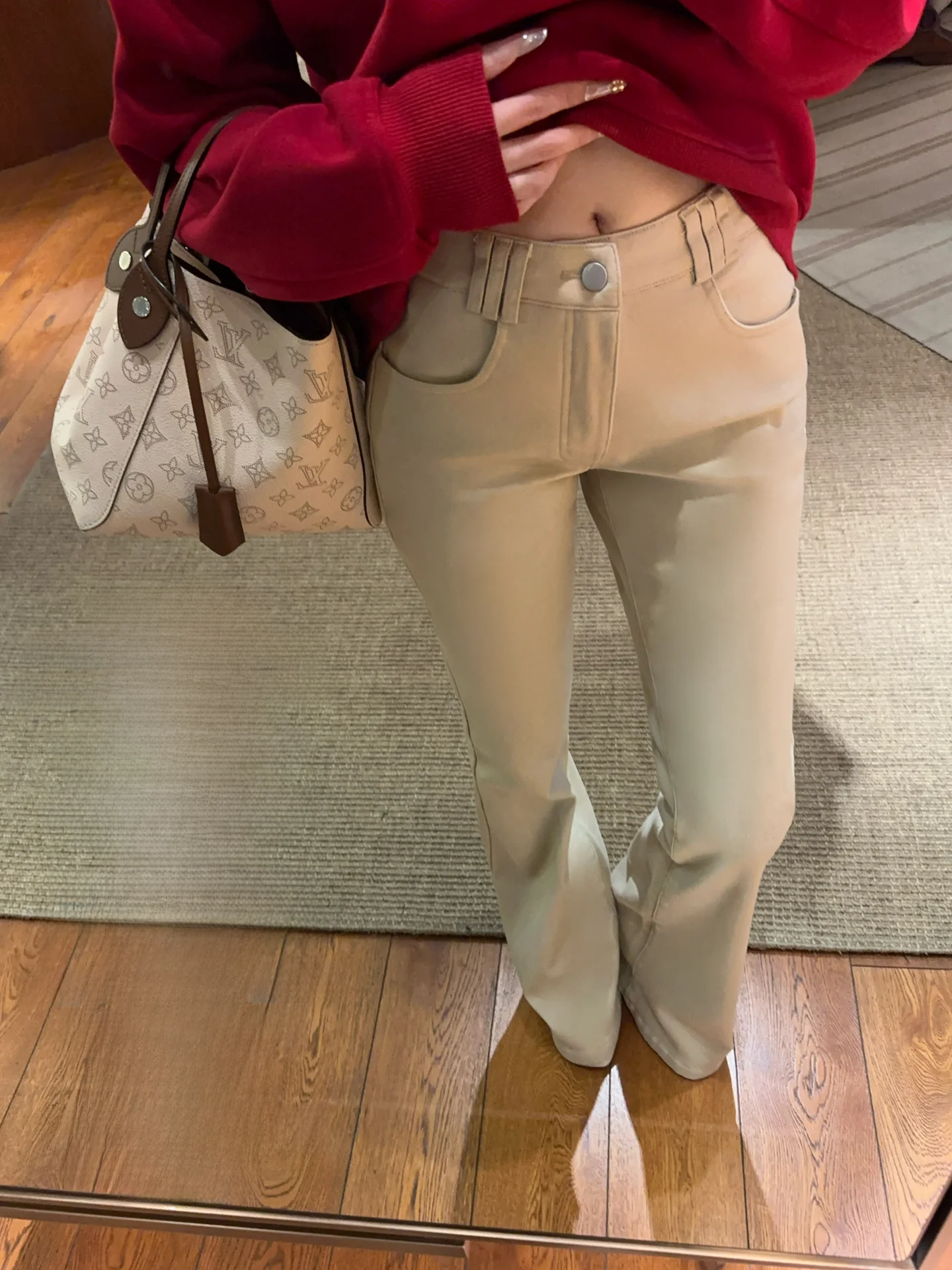 

Джинсы JAMAIS VU цвета хаки, расклешенные, женские, зауженные, повседневные, из хлопка, практичные, весенняя коллекция 2026, классический стиль