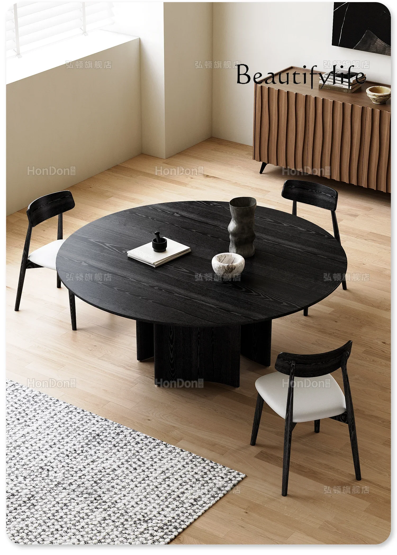 

стол кухонный Retro solid wood dining table Modern simple 10 person round table Home designer round dining table