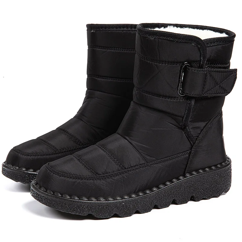 أحذية امرأة أحذية الشتاء المتوسطة المرأة الكورية نمط الثلوج الأحذية الفراء الأحذية أحذية الشتاء النساء منخفضة الكعب القتالية بوتاس Mujer
