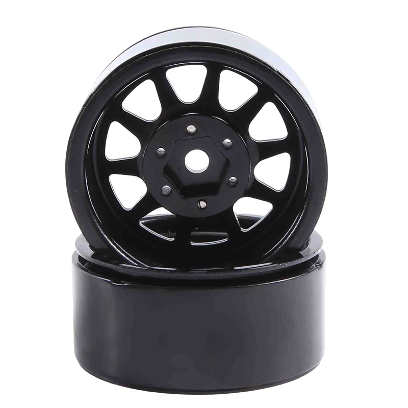 4PCS Metal Alloy 1.9 Beadlock Wheel Rims For 1:10 RC Crawler Axial SCX10 AXI03007 90046 TRX4 Redcat GEN8 Parts (Black)