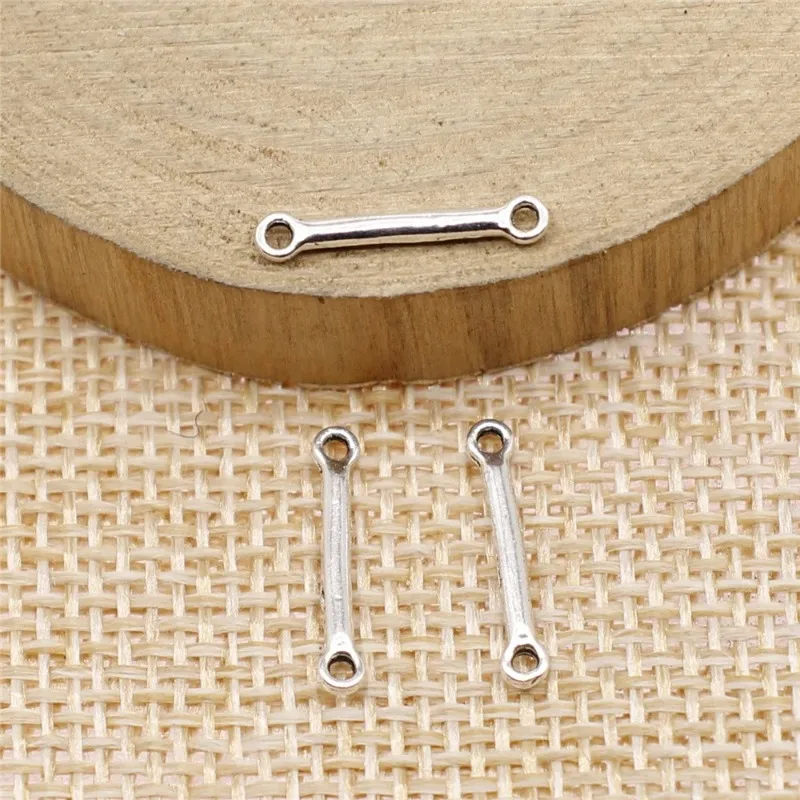 720 Stück antiksilberfarbene Doppelösen-Stangenverbinder 15 x 2 mm für DIY Schlüsselanhänger, Halsketten, Ohrringe, Schmuckherstellung im Großhandel – Detail 3