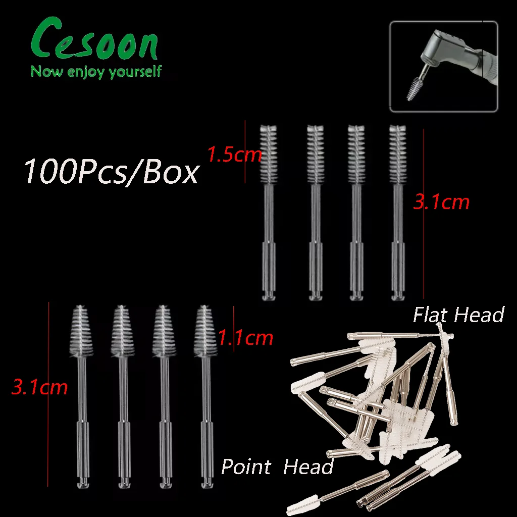 100Pcs/Box Dental Root Canal Cleaning Brush Ortho Teeth Cleaner Interdental Flat Cusp Brushes Treatment Dentistry Tool Materials