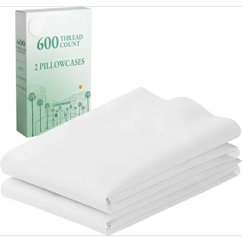 

Luxuriously Soft Hotel Quality 600 Thread Count, Crisp & Cool White Standard Pillow Cases Fits Standard & Queen Pillows