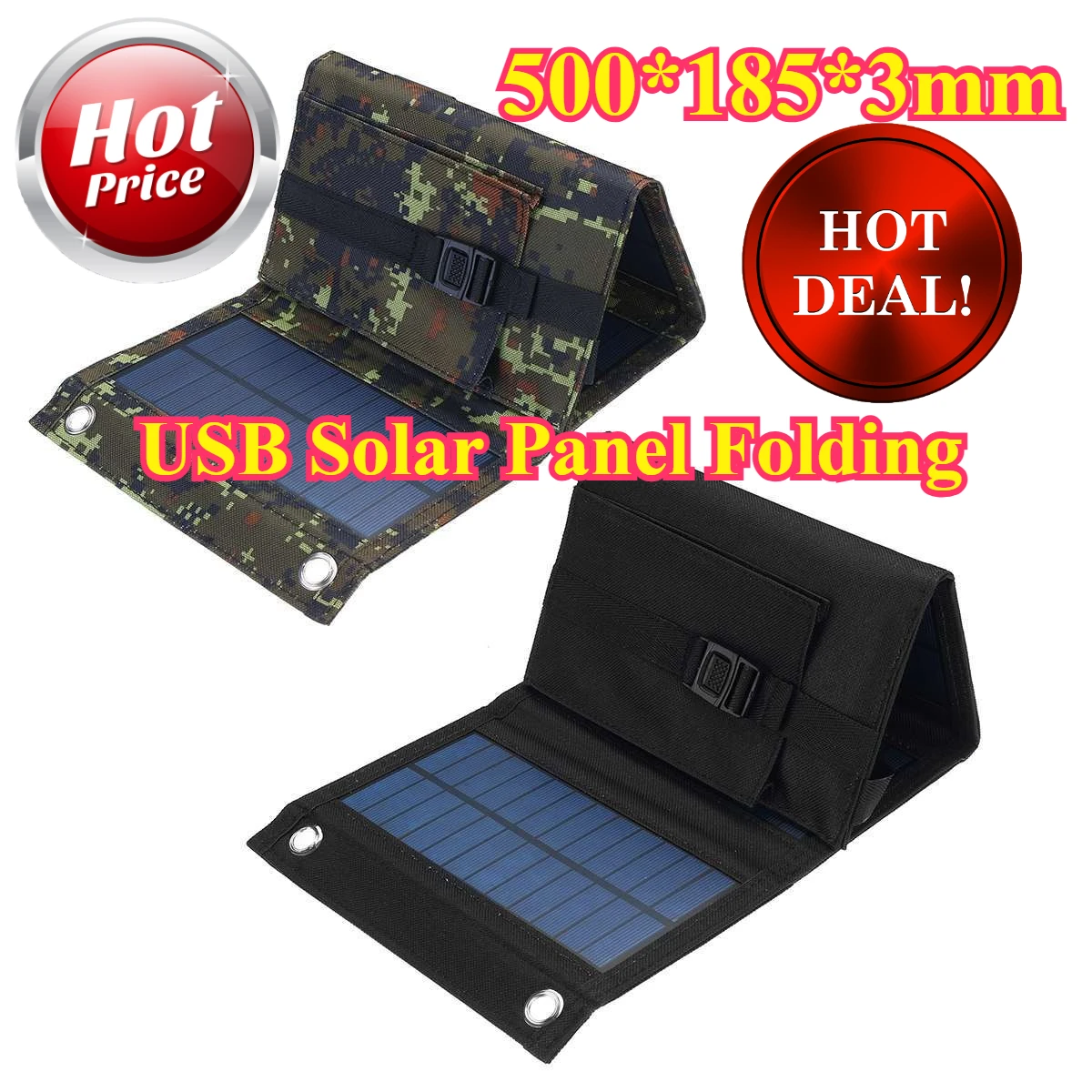 

500*185mm 10W Portable Solar Panel Folding Solar Cells Flexible Solar Panel Outdoor Backpack for Phone Power Bank Batteries