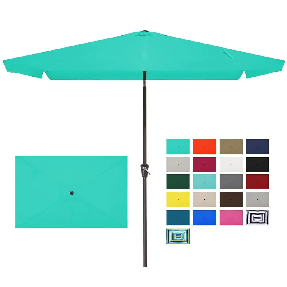 

6.5X10 Ft Rectangular Patio Umbrellas Outdoor Table Market Umbrella W/Push Button Tilt/Crank, 6 Sturdy Ribs, Uv Protection