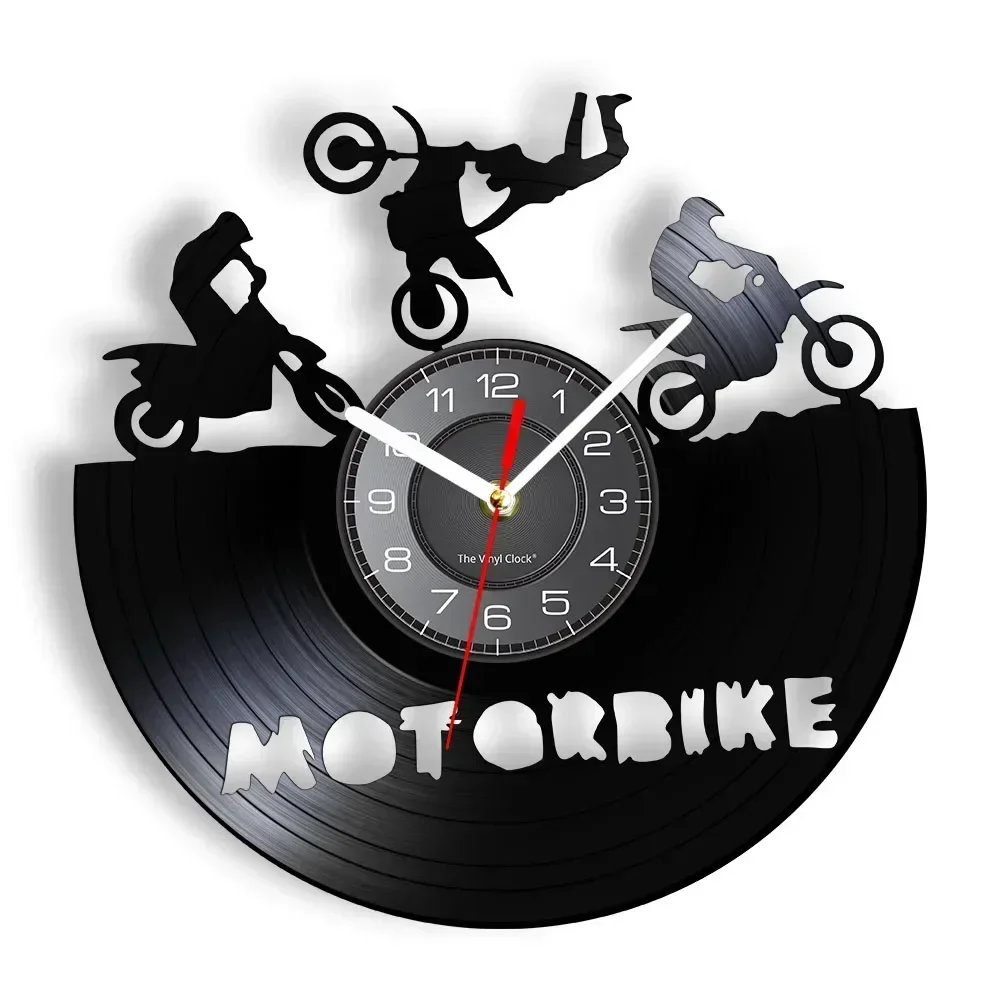 Motocross Brap Vinyl Record Wall Clock Motorbike Sport Home Decor Motorcycle Riders Off Road Dirt Bike Wall Watch Riders Gift