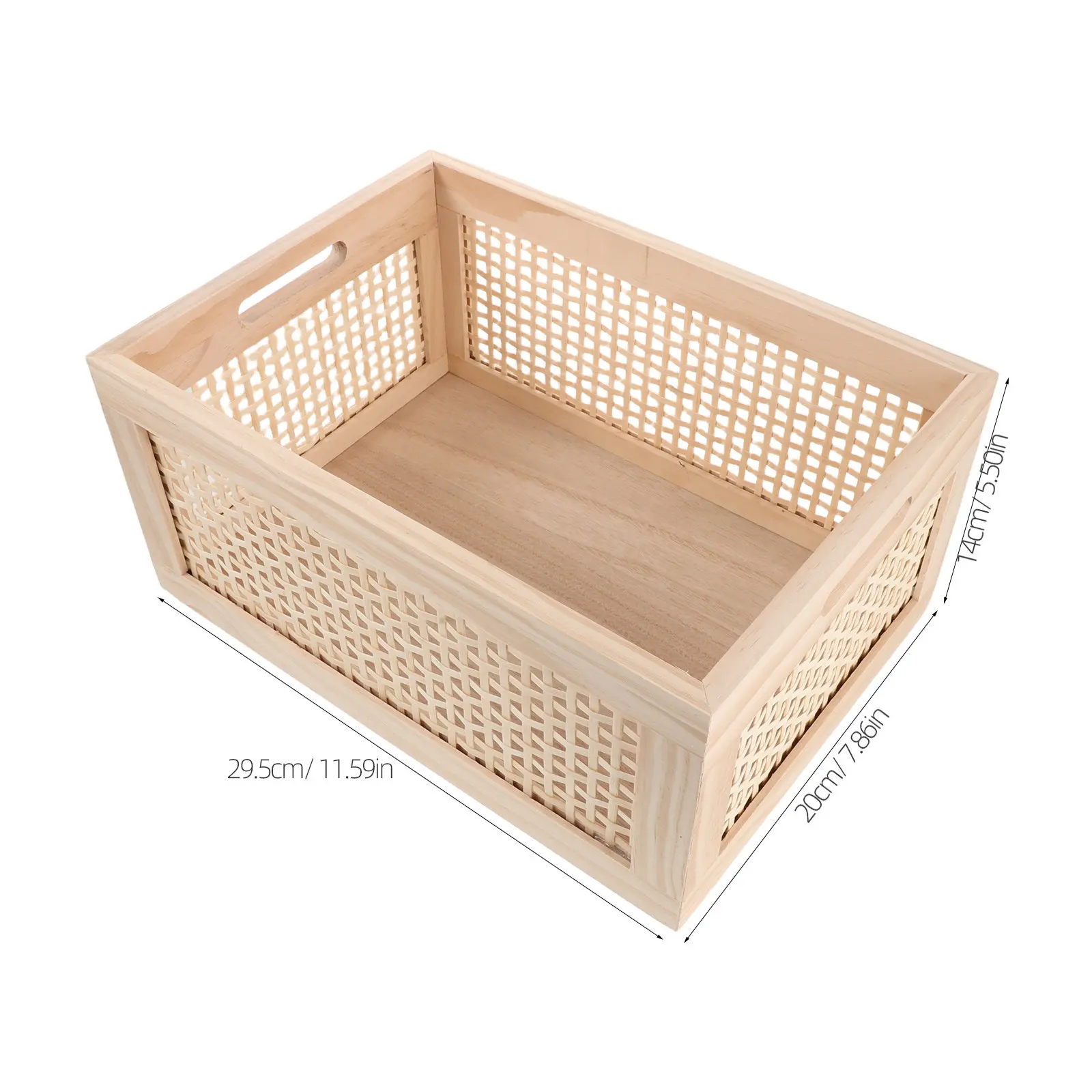 Rustic Hand-Woven Wooden Storage Basket Small 11.6x7.9x5.5in Magazine Rack Desktop Organizer Mail Holder Book Basket