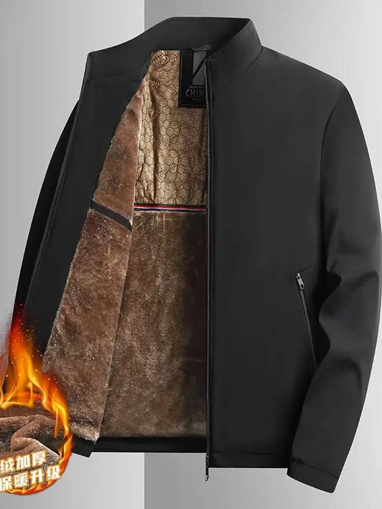 

Мужская осенне-зимняя утепленная куртка на флисовой подкладке, повседневное пальто с воротником-стойкой, теплая, на хлопковой подкладке, на молнии, цветная