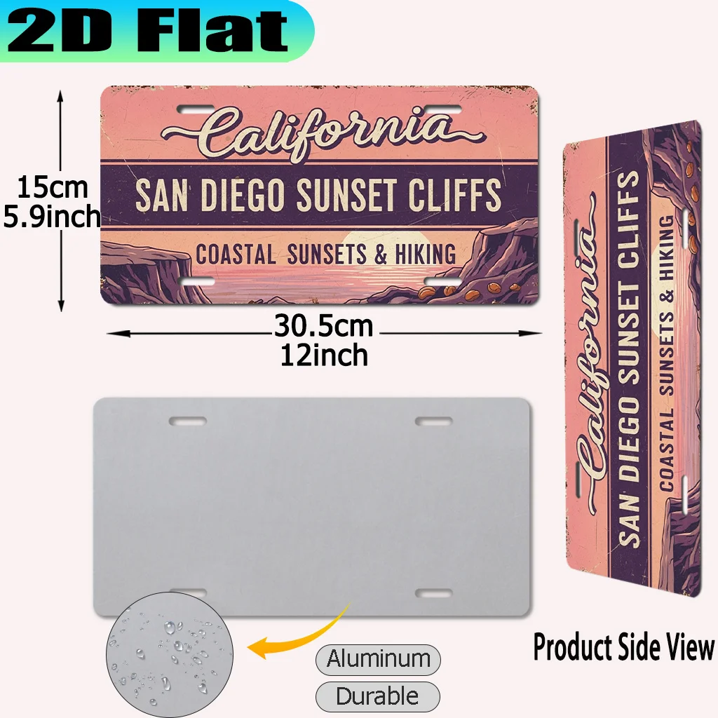 2D Flat - 【2D Flat】 2D Flat - [2D Flat] A Vintage Aluminum Sign (30.48X15.24 cm) from Sunset Cliffs in San Diego, California, fo