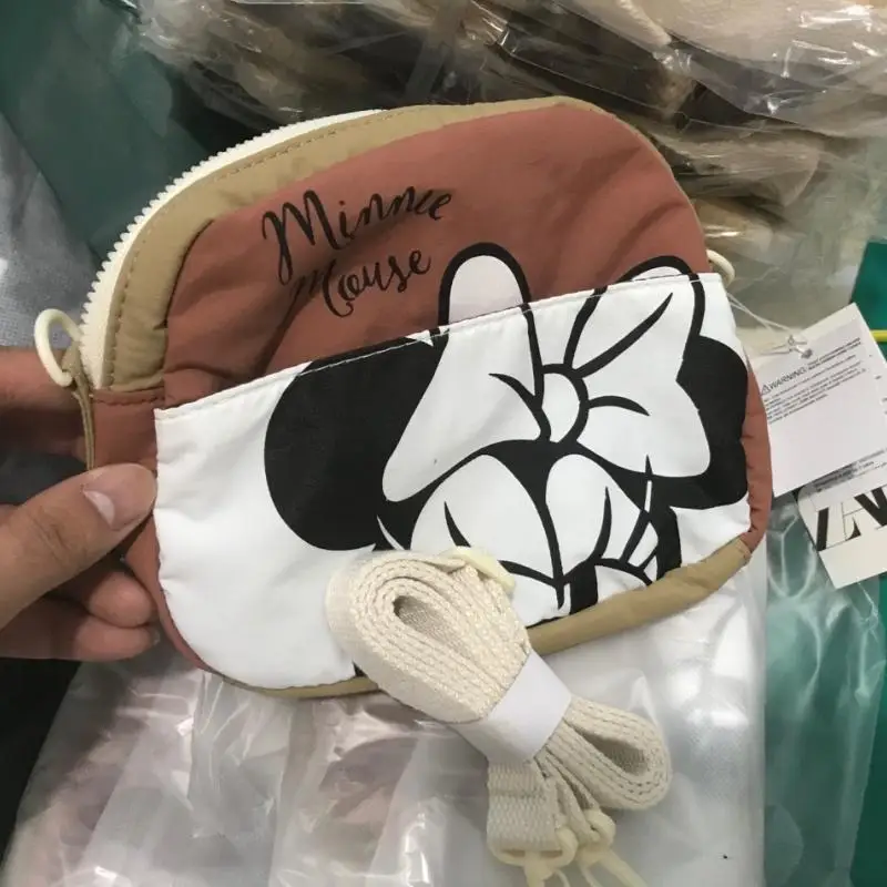 Disney Minnie Mouse Torba na ramię dla kobiet Dziewczyny Torba na ramię Urocze torby boczne z kreskówek Nylonowa torebka na monety Pakiet do makijażu