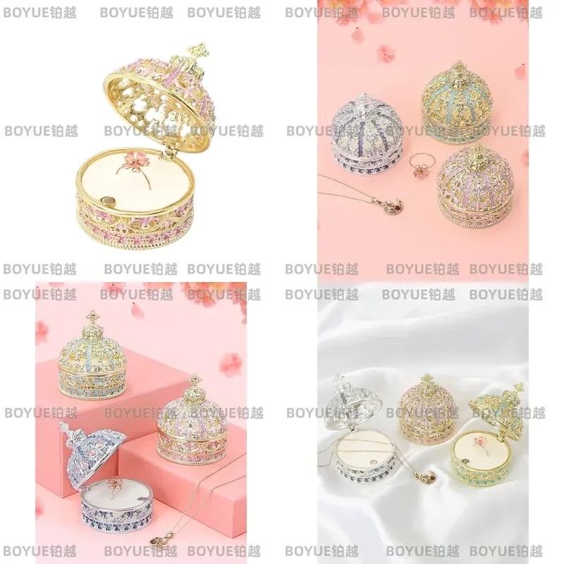 European Crown Jewelry Box for Rings Earrings Necklace Storage Organizer Elegant Wedding Gift Case Ornament Display Holder