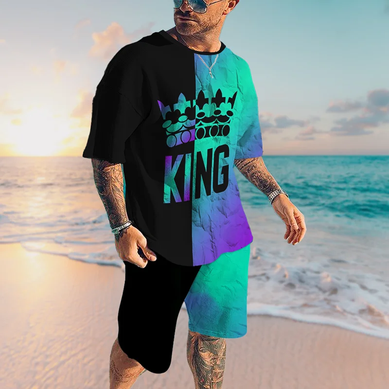 2 Piece Set Outfits Men's Tracksuit T-Shirt Shorts Set Vintage Casual Summer Luxury Fashion Jogging Suit Male Oversized Clothing