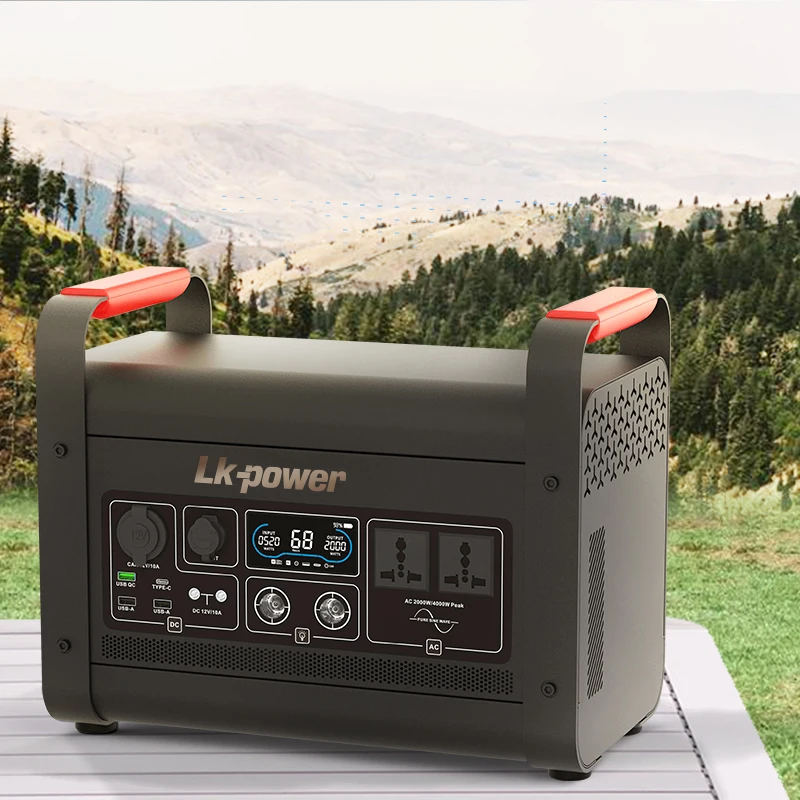 اتجاهات جديدة LKPOWER 2000 واط 220 فولت 110 فولت محطة طاقة محمولة تعمل بالطاقة الشمسية مولد محمول مع بطارية LiFePO4 مدمجة 48 فولت