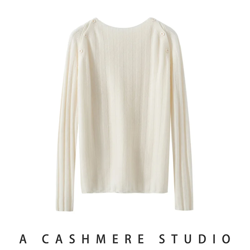 100% kasjmier damestrui herfst/winter nieuwe collectie dames O-hals gebreide capuchon warm en modieus Koreaanse versie top