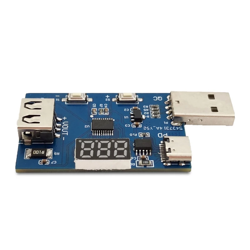 Módulo de señuelo PCB QC2.0 QC3.0 PD3.0, módulo de envejecimiento de prueba de cabezal de carga de voltaje multifunción ajustable de 3,6-20V