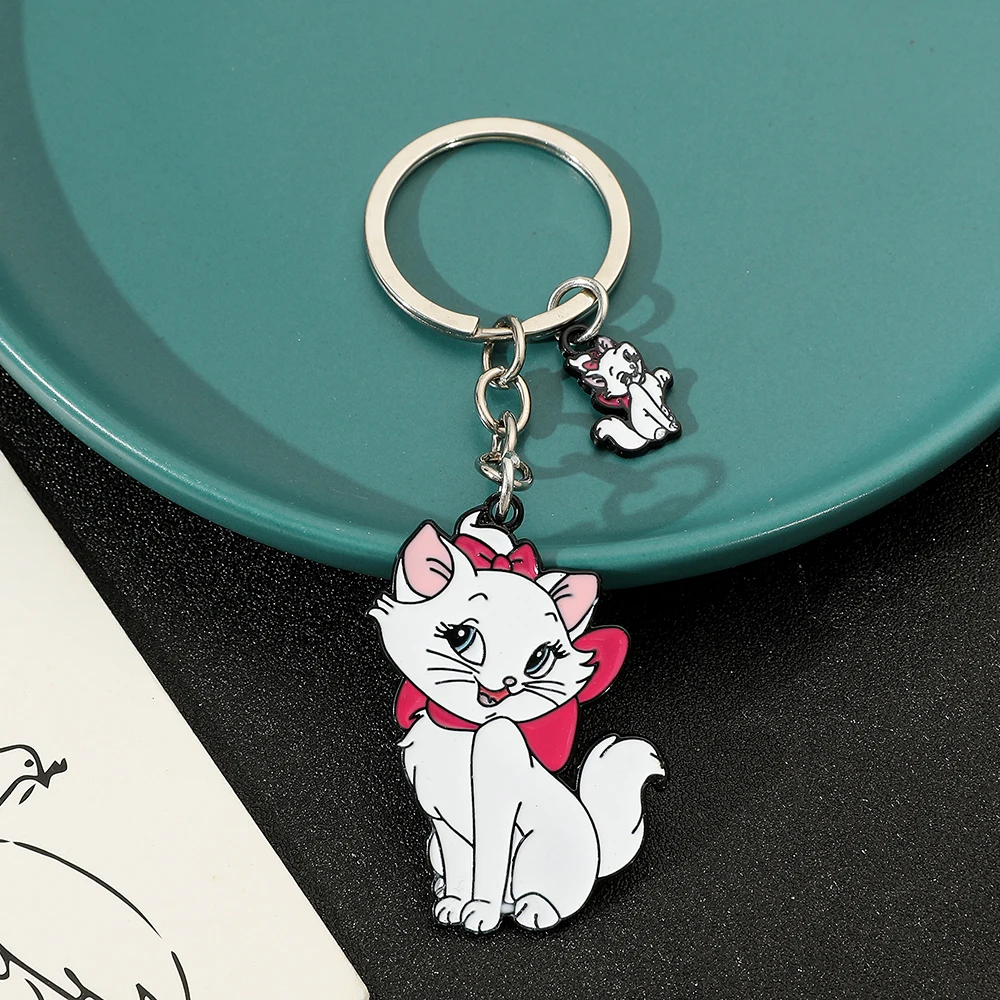 لطيف Kawaii ماري القط كيرينغ ديزني أنيمي نمط المفاتيح للحقائب المدرسية وأفكار الهدايا #2