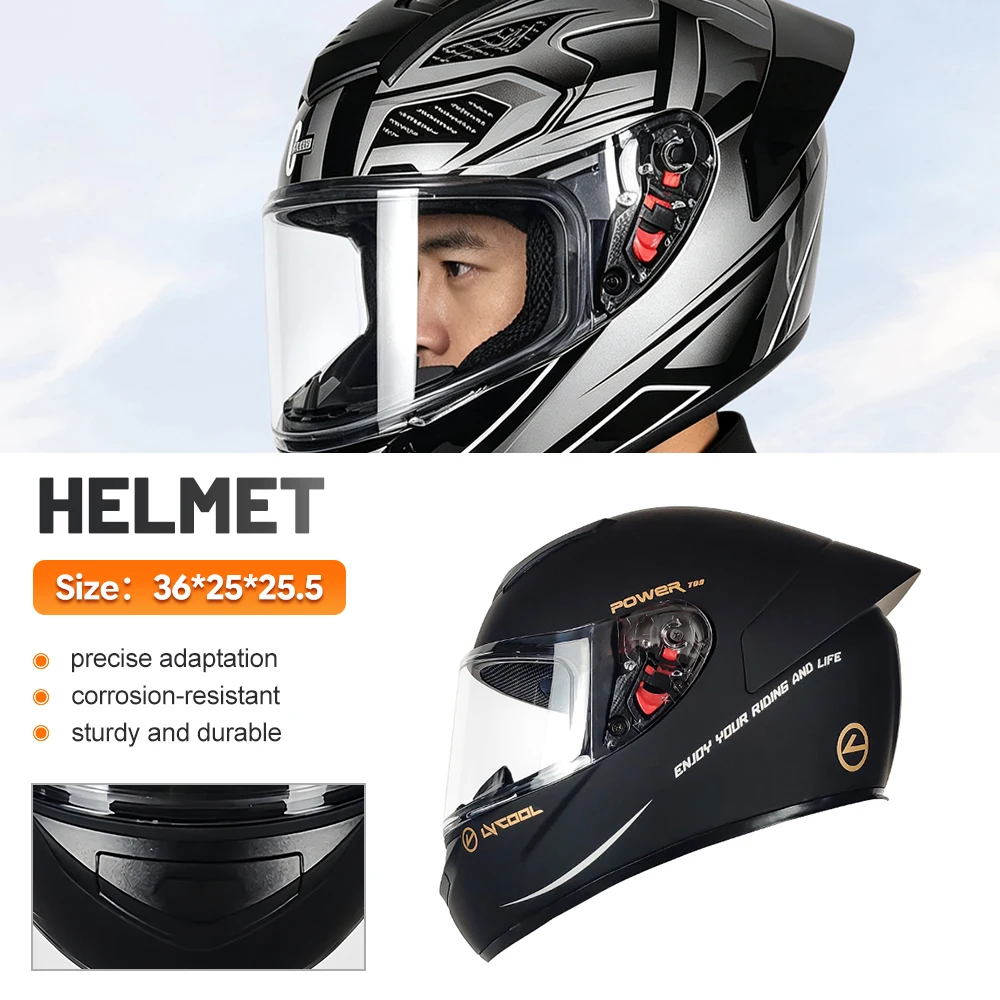 Motorcycle Helmet Full Face With Bluetooth Electric Sun Visor Dual Lens Lightweight ABS Shell DOT Approved Breathable Lining