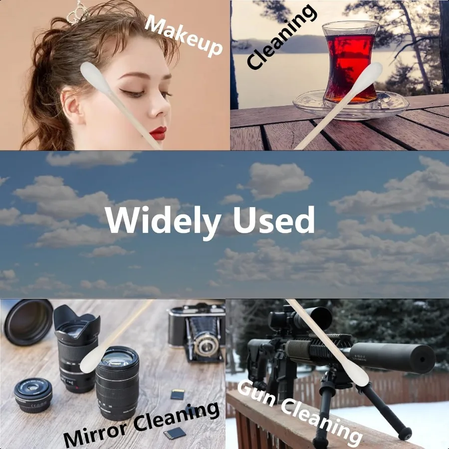 مسحات قطنية طويلة 6 بوصة 500 قطعة مسحات قطنية مسحات قطنية طويلة بمقبض خشبي رائعة لتنظيف المسدسات والعناية بالحيوانات الأليفة والمكياج