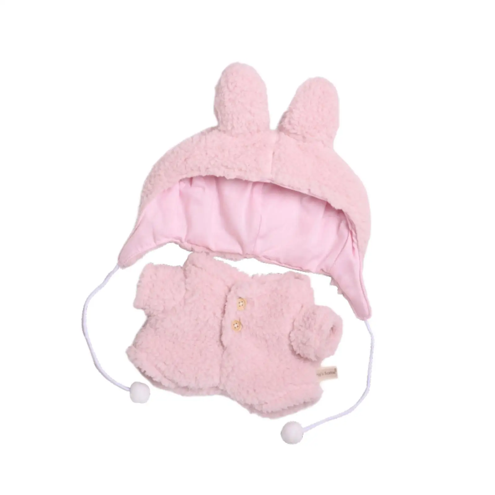 Plush Figure Bodysuit with Hat Plush Figure Outfits Costume Coordination 38cm Dolls Imagination Cute DIY Pink Doll Playsuit