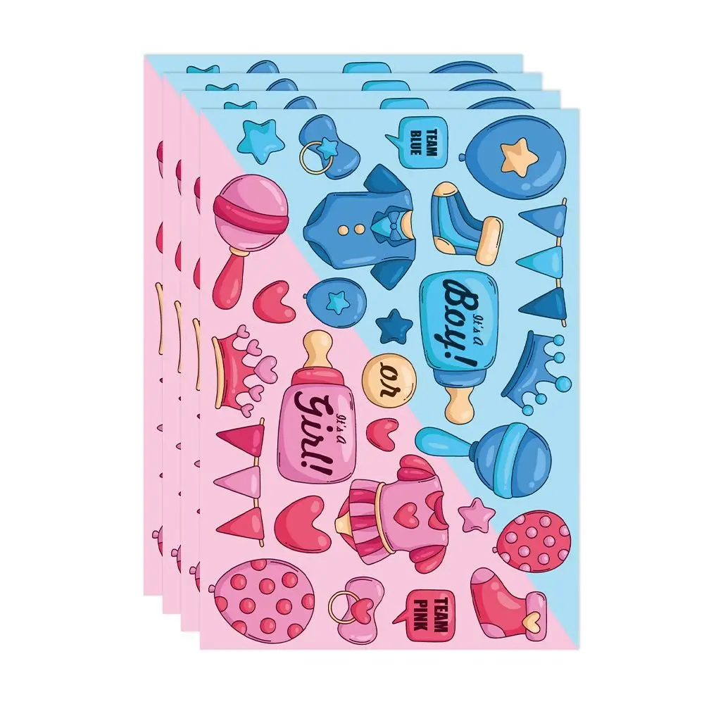 Paper Baby Gender Reveal Stickers Self Adhesive Scrapbook Baby Shower Label INS DIY Boy Girl Stickers Cookies Package Supplies