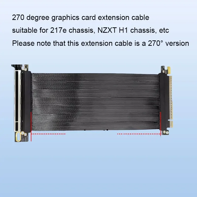 ADT-Link PCIE 5.0 X16 GEN 5 Graphics Card Extension Cable 270°Anti Right Angle Riser Cable for chassis Gaming PC Accessories