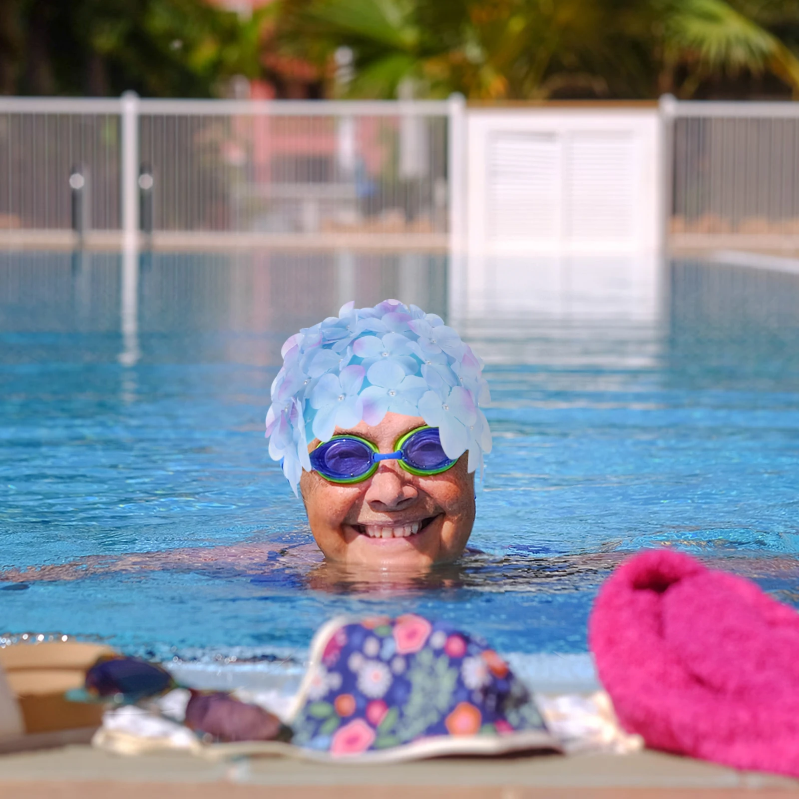 

Soft 3D Petal Swimming Cap Floral Reusable Bath Hat for Women Summer Outdoor Pool Beach Swim Comfortable Fit Flower Cap