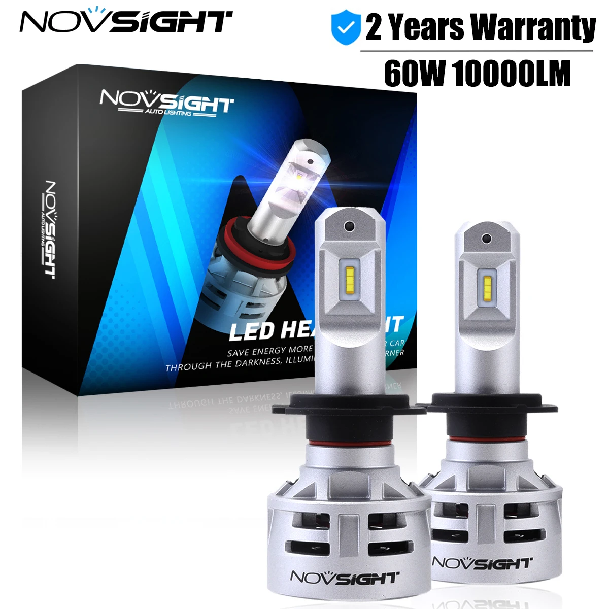 

NOVSIGHT H7 LED H4 H11 H8 H9 HB3 9005 HB4 9006 Car LED Headlight Bulbs 60W 10000LM 6500K White Super Bright Headlamp Fog Lights